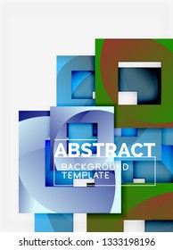 Geometrischer, minimaler abstrakter Hintergrund mit mehrfarbigem Quadrat, Vektorgrafik