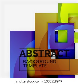 Geometrischer, minimaler abstrakter Hintergrund mit mehrfarbigem Quadrat, Vektorgrafik