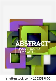 Geometric minimal abstract background with multicolored squares composition, vector