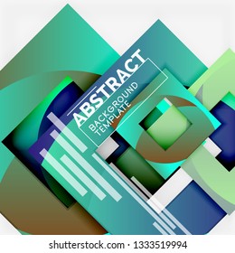 Fondo abstracto geométrico mínimo con composición de cuadrados multicolores, vector