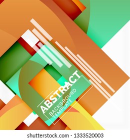 Geometric minimal abstract background with multicolored squares composition, vector