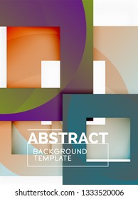 Fondo abstracto geométrico mínimo con composición de cuadrados multicolores, vector