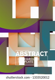 Fondo abstracto geométrico mínimo con composición de cuadrados multicolores, vector