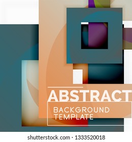 Fondo abstracto geométrico mínimo con composición de cuadrados multicolores, vector