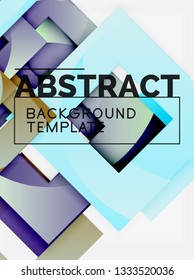 Geometric minimal abstract background with multicolored squares composition, vector