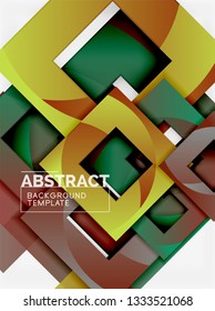 Fondo abstracto geométrico mínimo con composición de cuadrados multicolores, vector