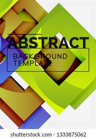 Geometric minimal abstract background with multicolored squares composition, vector