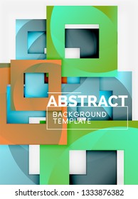 Geometric minimal abstract background with multicolored squares composition, vector