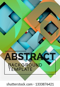 Geometric minimal abstract background with multicolored squares composition, vector