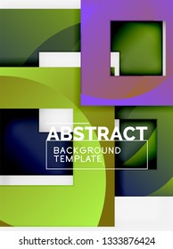 Geometric minimal abstract background with multicolored squares composition, vector