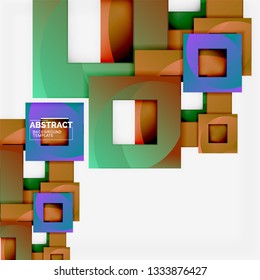 Geometric minimal abstract background with multicolored squares composition, vector