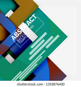 Geometric minimal abstract background with multicolored squares composition, vector