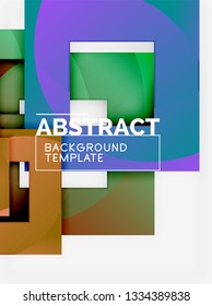 Fondo abstracto geométrico mínimo con composición de cuadrados multicolores, vector