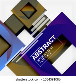 Fondo abstracto geométrico mínimo con composición de cuadrados multicolores, vector