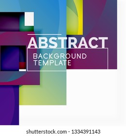 Geometric minimal abstract background with multicolored squares composition, vector