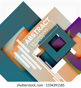 Fondo abstracto geométrico mínimo con composición de cuadrados multicolores, vector