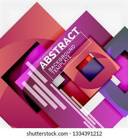 Geometric minimal abstract background with multicolored squares composition, vector