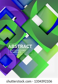 Fondo abstracto geométrico mínimo con composición de cuadrados multicolores, vector