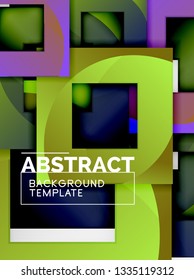 Geometric minimal abstract background with multicolored squares composition, vector