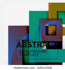 Geometric minimal abstract background with multicolored squares composition, vector