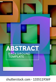 Geometric minimal abstract background with multicolored squares composition, vector