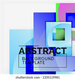 Fondo abstracto geométrico mínimo con composición de cuadrados multicolores, vector