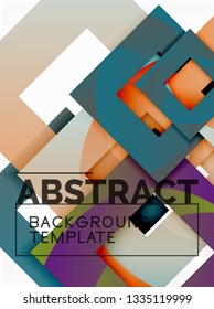 Geometric minimal abstract background with multicolored squares composition, vector