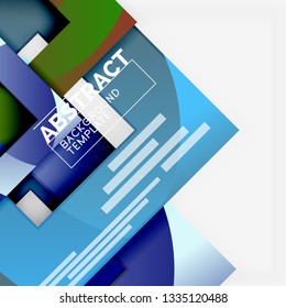 Geometric minimal abstract background with multicolored squares composition, vector