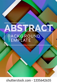 Geometric minimal abstract background with multicolored squares composition, vector
