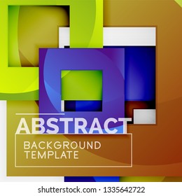 Geometric minimal abstract background with multicolored squares composition, vector