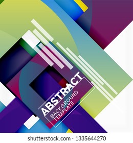 Geometric minimal abstract background with multicolored squares composition, vector