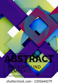Geometric minimal abstract background with multicolored squares composition, vector