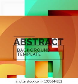 Geometric minimal abstract background with multicolored squares composition, vector