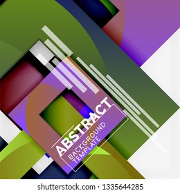 Geometric minimal abstract background with multicolored squares composition, vector