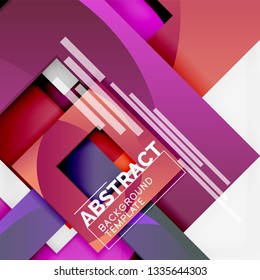 Fondo abstracto geométrico mínimo con composición de cuadrados multicolores, vector