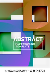 Geometric minimal abstract background with multicolored squares composition, vector