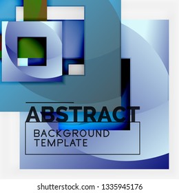 Geometric minimal abstract background with multicolored squares composition, vector