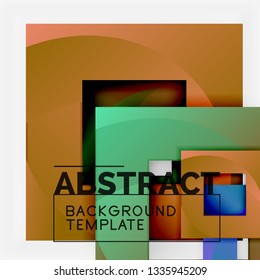 Geometric minimal abstract background with multicolored squares composition, vector