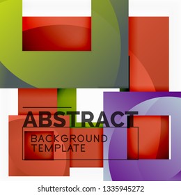 Geometrischer, minimaler abstrakter Hintergrund mit mehrfarbigem Quadrat, Vektorgrafik