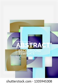 Geometric minimal abstract background with multicolored squares composition, vector