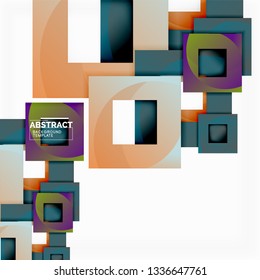 Fondo abstracto geométrico mínimo con composición de cuadrados multicolores, vector