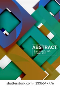 Geometric minimal abstract background with multicolored squares composition, vector