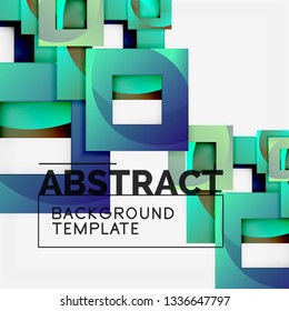 Geometric minimal abstract background with multicolored squares composition, vector