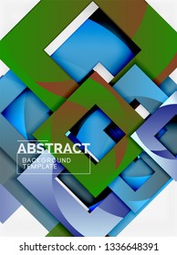 Fondo abstracto geométrico mínimo con composición de cuadrados multicolores, vector
