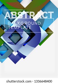Fondo abstracto geométrico mínimo con composición de cuadrados multicolores, vector