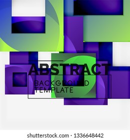 Geometric minimal abstract background with multicolored squares composition, vector