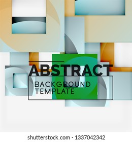 Geometric minimal abstract background with multicolored squares composition, vector