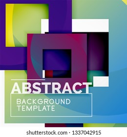 Geometric minimal abstract background with multicolored squares composition, vector