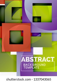 Geometric minimal abstract background with multicolored squares composition, vector