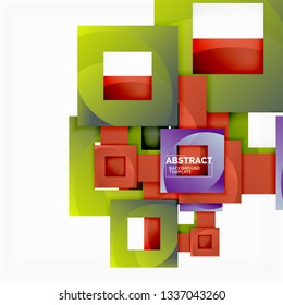Geometric minimal abstract background with multicolored squares composition, vector